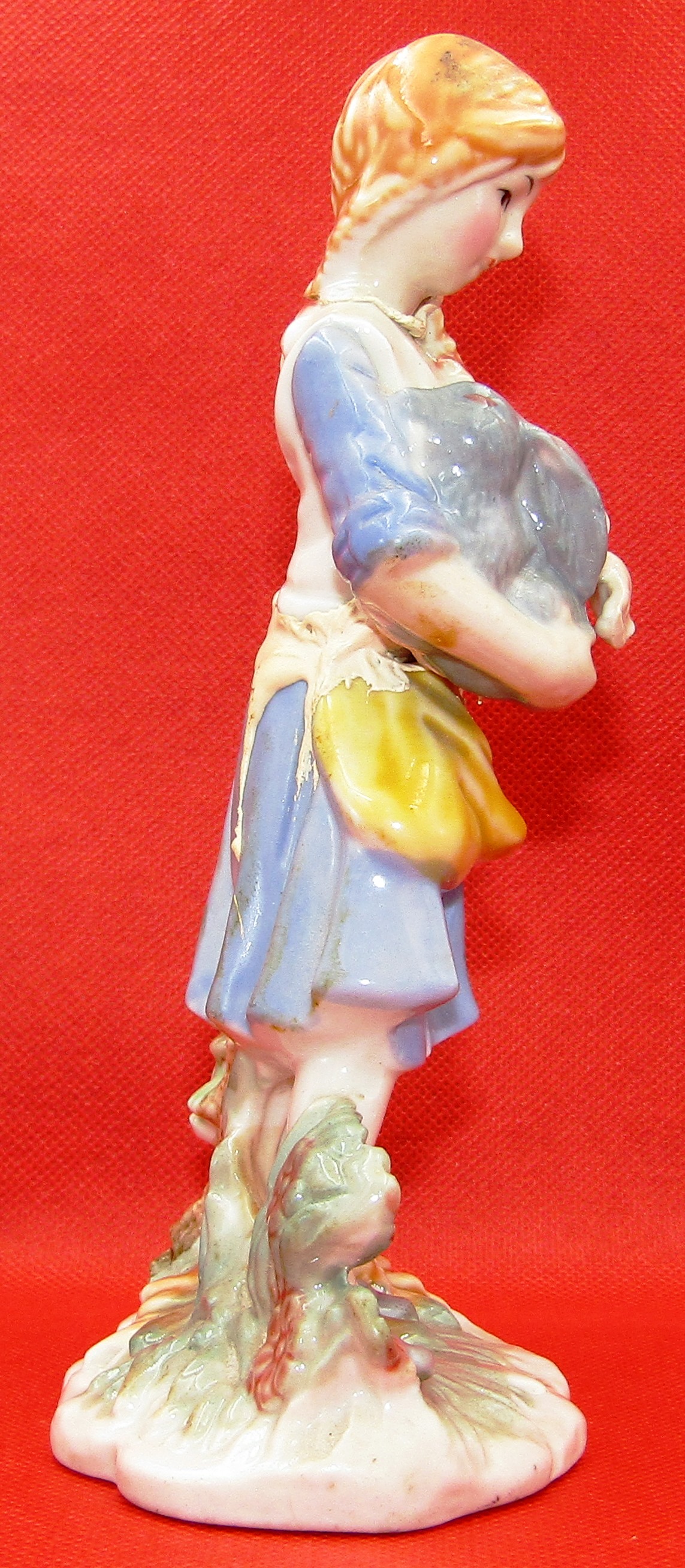 Girl with Rabbit Porcelain Figurine - flawed