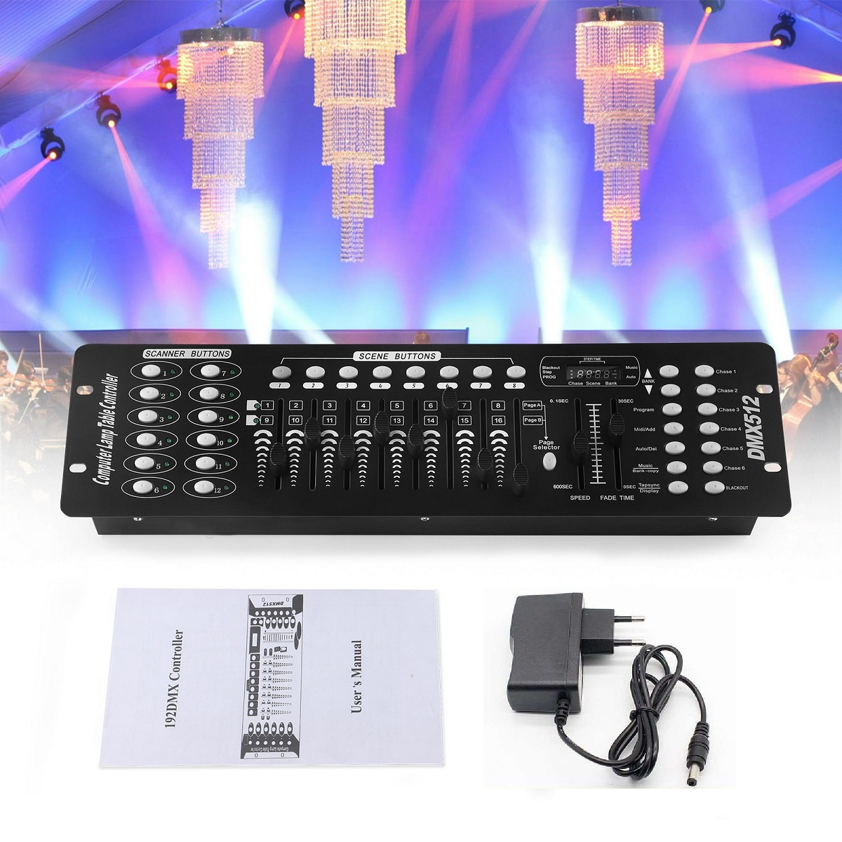DMX512 Controller Console 192 Ch Light Effects for DJs, Disco, Stage, Party DMX512 Controller Console 192 Ch Light Effects for DJs, Disco, Stage, Party