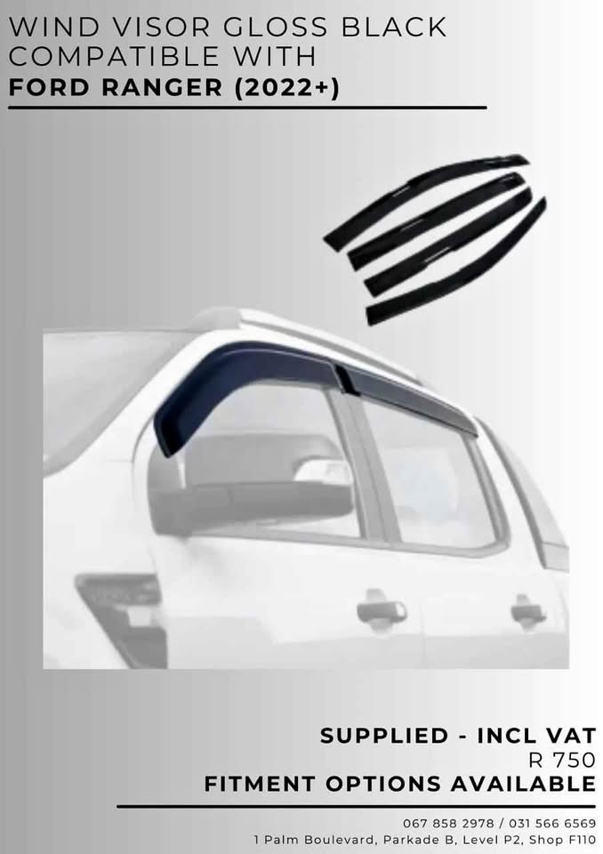 WIND VISOR GLOSS BLACK COMPATIBLE WITH FORD RANGER 2022+ - Private Seller WIND VISOR GLOSS BLACK COMPATIBLE WITH FORD RANGER 2022+ - Private Seller