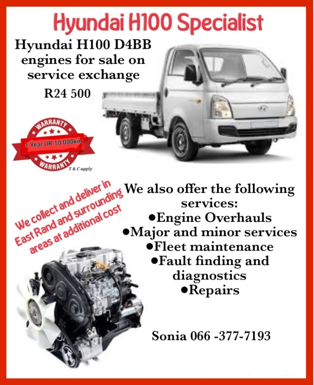 Hyundai h100 engines for sale - Private Seller
