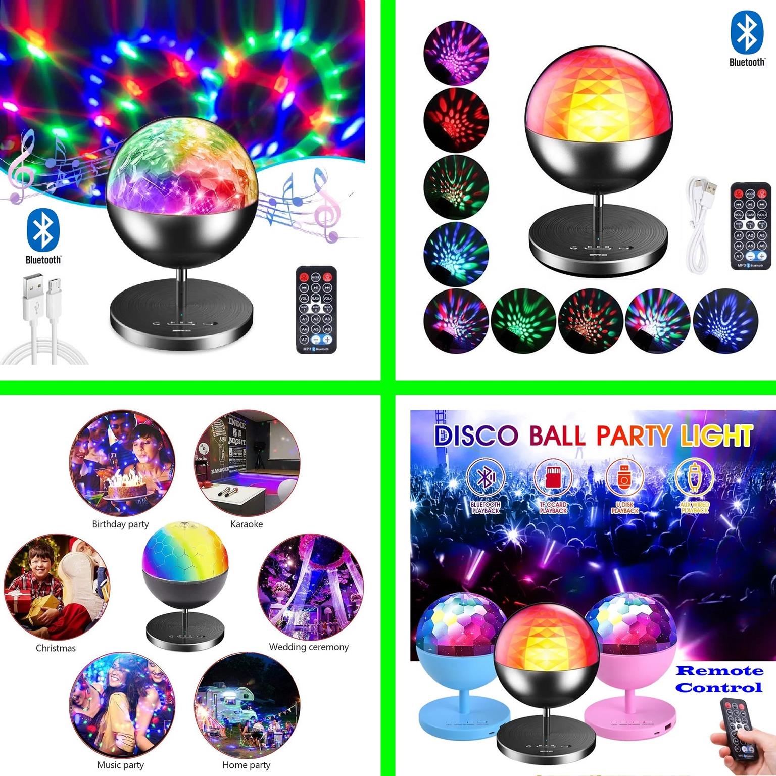 Rechargeable MultiColour LED Wireless Speaker Music Rotating Crystal Magic Ball