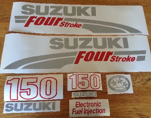 Suzuki 115 four stroke outboard motor cowl stickers decals vinyl graphics kits