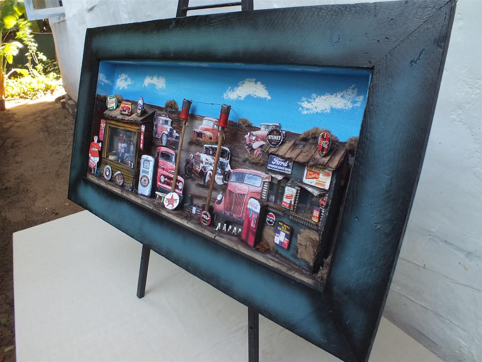 Vintage Ford Garage 3 D Diorama Art For Sale