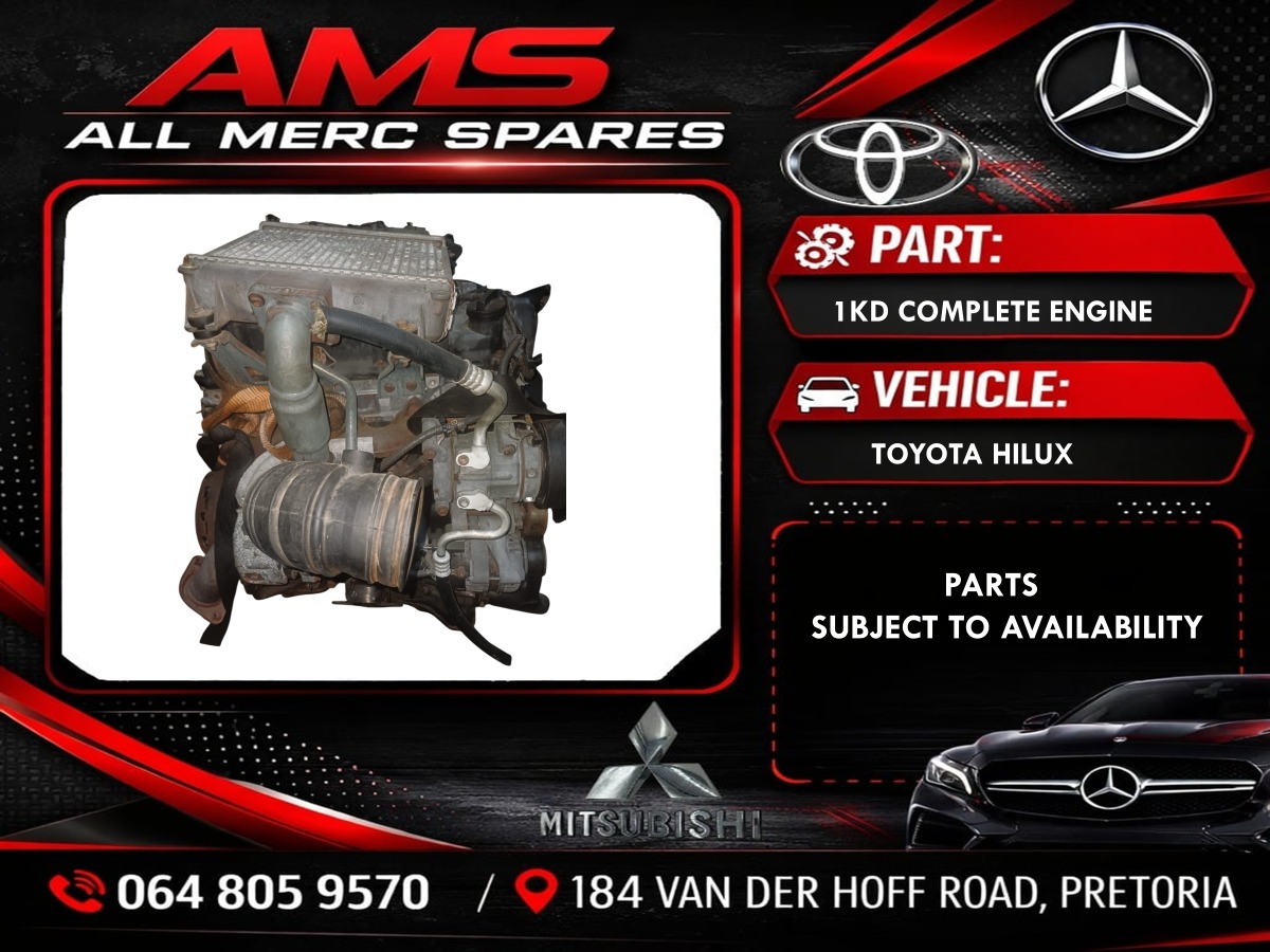 USED TOYOTA 1KD COMPLETE ENGINE – DIESEL TURBO POWER - Private Seller USED TOYOTA 1KD COMPLETE ENGINE – DIESEL TURBO POWER - Private Seller