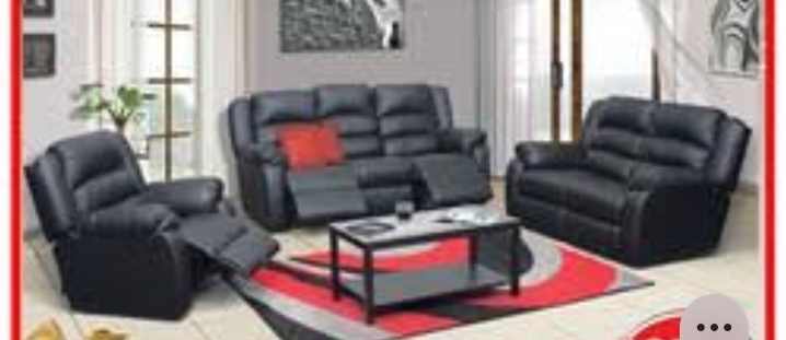3 piece black leather gomma gomma lounge suite 