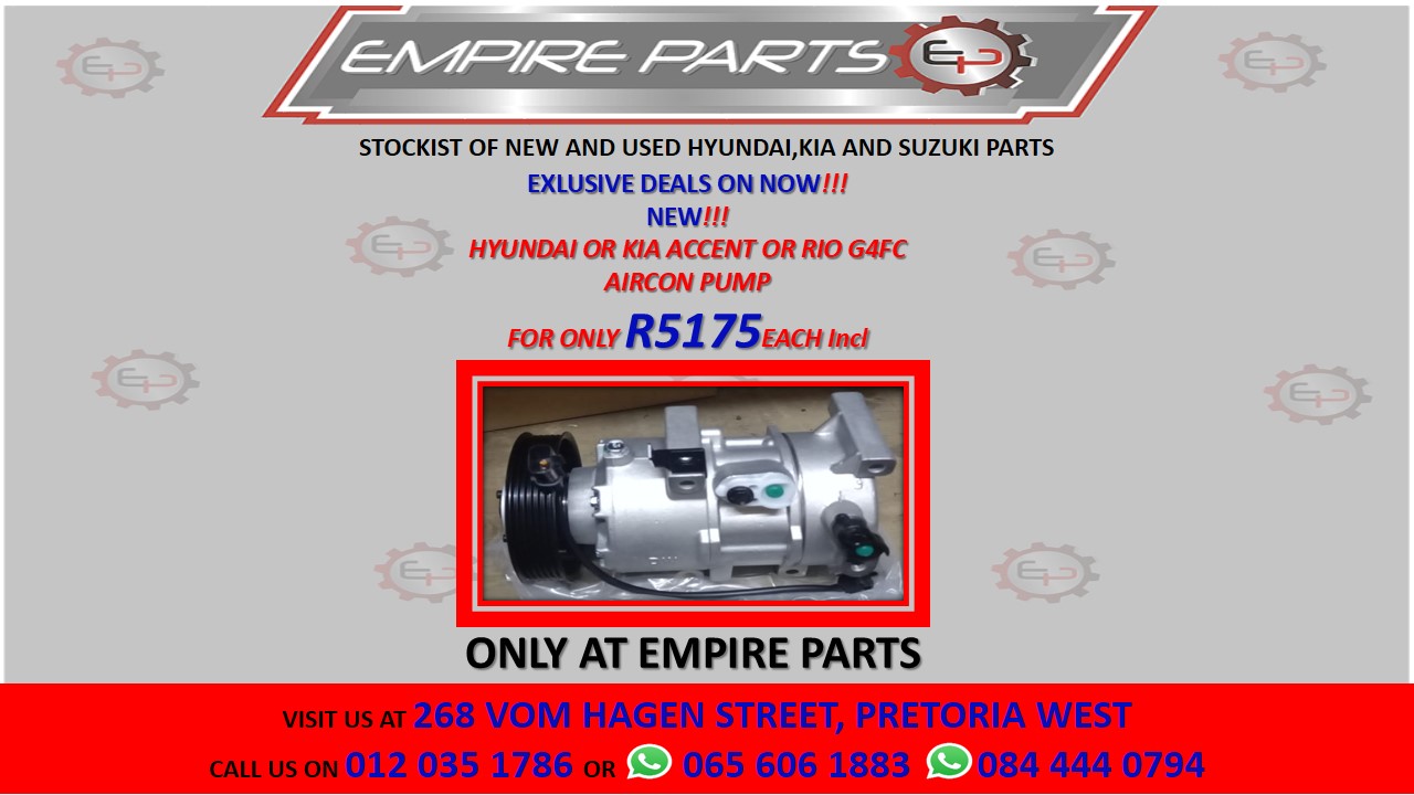 HYUNDAI OR KIA ACCENT OR RIO G4FC AIRCON PUMP - Private Seller HYUNDAI OR KIA ACCENT OR RIO G4FC AIRCON PUMP - Private Seller