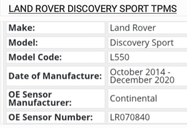 2014 - 21 Land Rover Discovery Sport TPMS / tyre pressure monitor sensors - Private Seller 2014 - 21 Land Rover Discovery Sport TPMS / tyre pressure monitor sensors - Private Seller