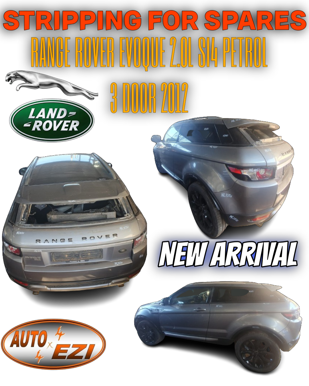 RANGE ROVER EVOQUE 2012 MODEL 2.0L SI4 3 DOOR STRIPPING FOR SPARES - Private Seller RANGE ROVER EVOQUE 2012 MODEL 2.0L SI4 3 DOOR STRIPPING FOR SPARES - Private Seller