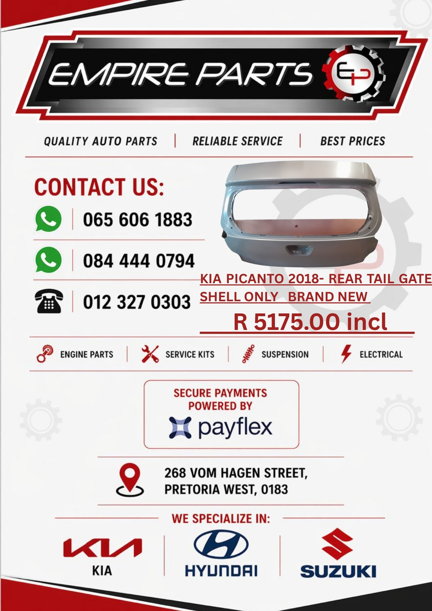 KIA PICANTO 2018- REAR TAIL GATE SHELL ONLY NEW FOR SALE - Private Seller KIA PICANTO 2018- REAR TAIL GATE SHELL ONLY NEW FOR SALE - Private Seller