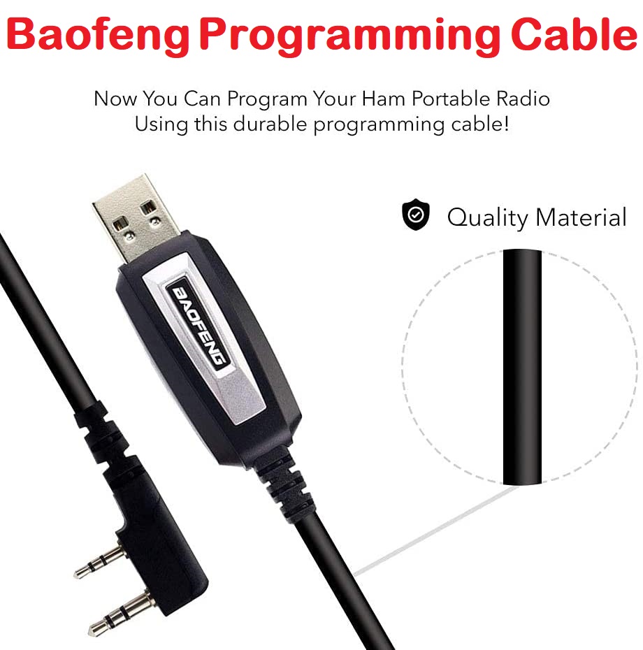 USB Programming Cable plus CD For Two-Way Walkie Talkie Radios/Transceivers. NEW