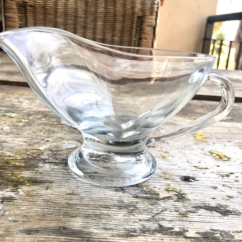 Vintage Anchor Hocking Gravy Boat, heavy clear glass, USA pitcher, Collectible Glassware 2 in stock