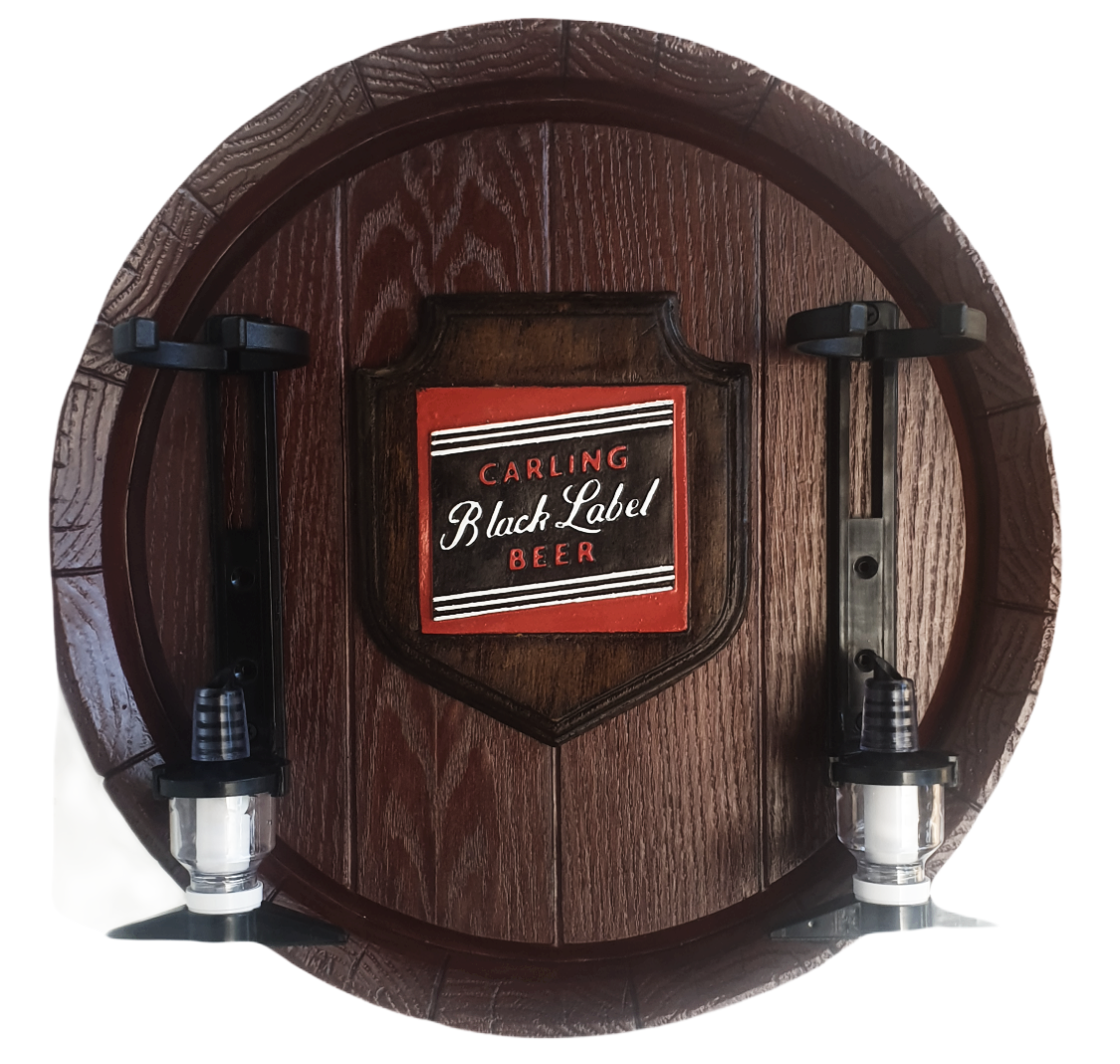 Carling Black Label Beer Liquor Dispensers: Large Barrel End with 2 Optics. NEW