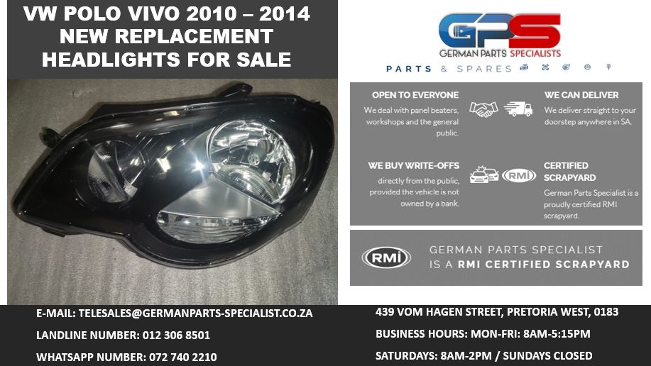 VW POLO VIVO 2010 – 2014 NEW REPLACEMENT HEADLIGHTS FOR SALE - Private Seller VW POLO VIVO 2010 – 2014 NEW REPLACEMENT HEADLIGHTS FOR SALE - Private Seller