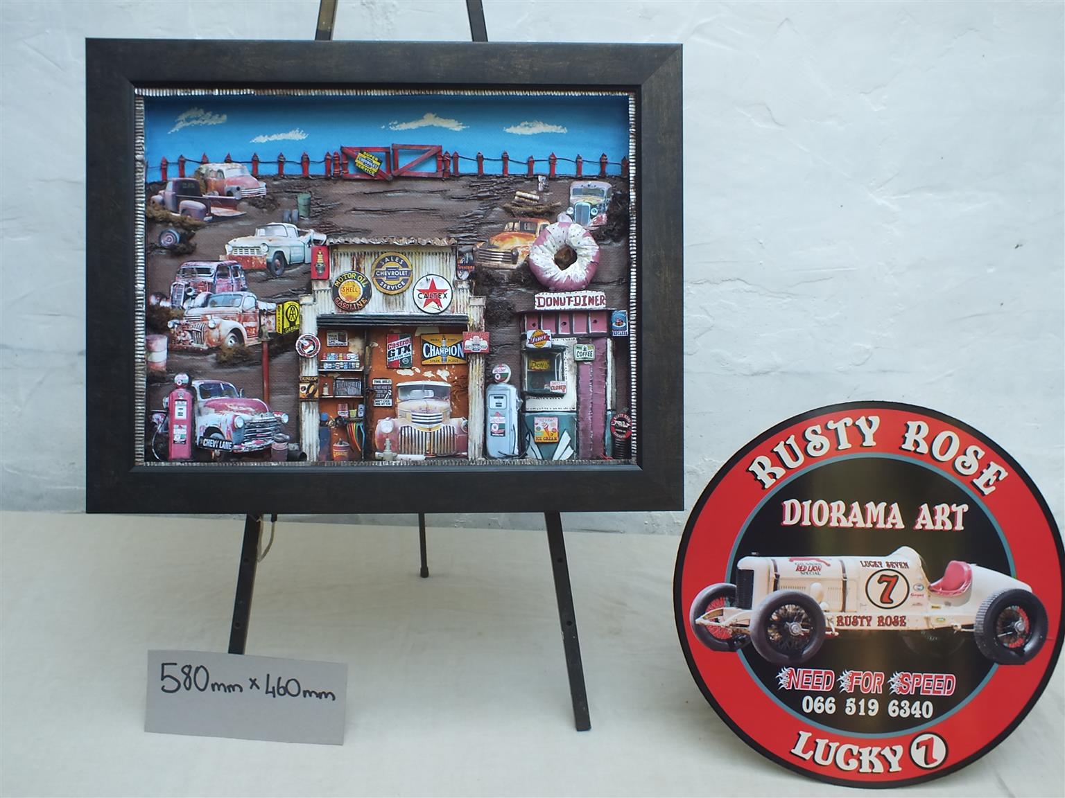 Vintage Chevrolet Garage 3 D Diorama Art for Sale