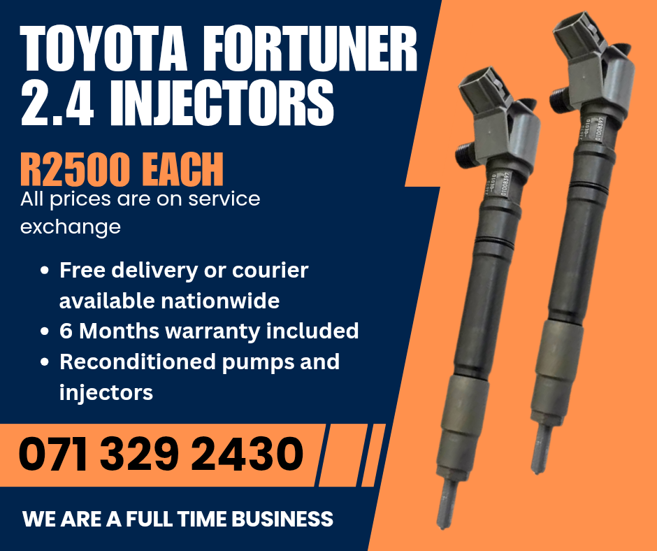 TOYOTA FORTUNER 2.4 INJECTORS FOR SALE WITH WARRANTY INCLUDED - Private Seller TOYOTA FORTUNER 2.4 INJECTORS FOR SALE WITH WARRANTY INCLUDED - Private Seller