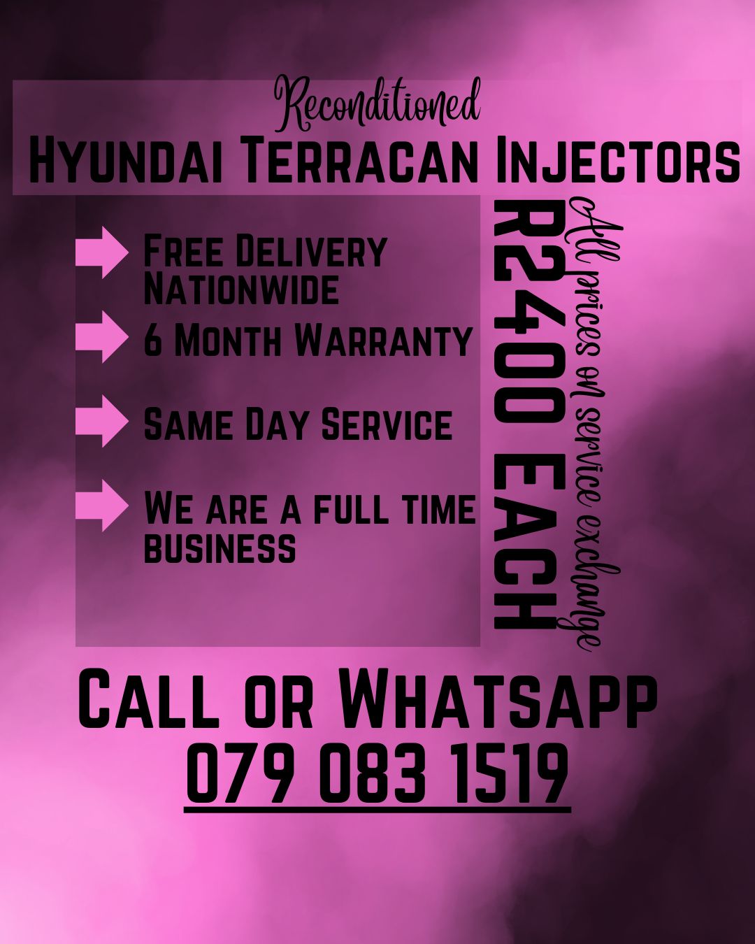 HYUNDAI TERRACAN INJECTORS FOR SALE WITH WARRANTY INCLUDED - Private Seller HYUNDAI TERRACAN INJECTORS FOR SALE WITH WARRANTY INCLUDED - Private Seller