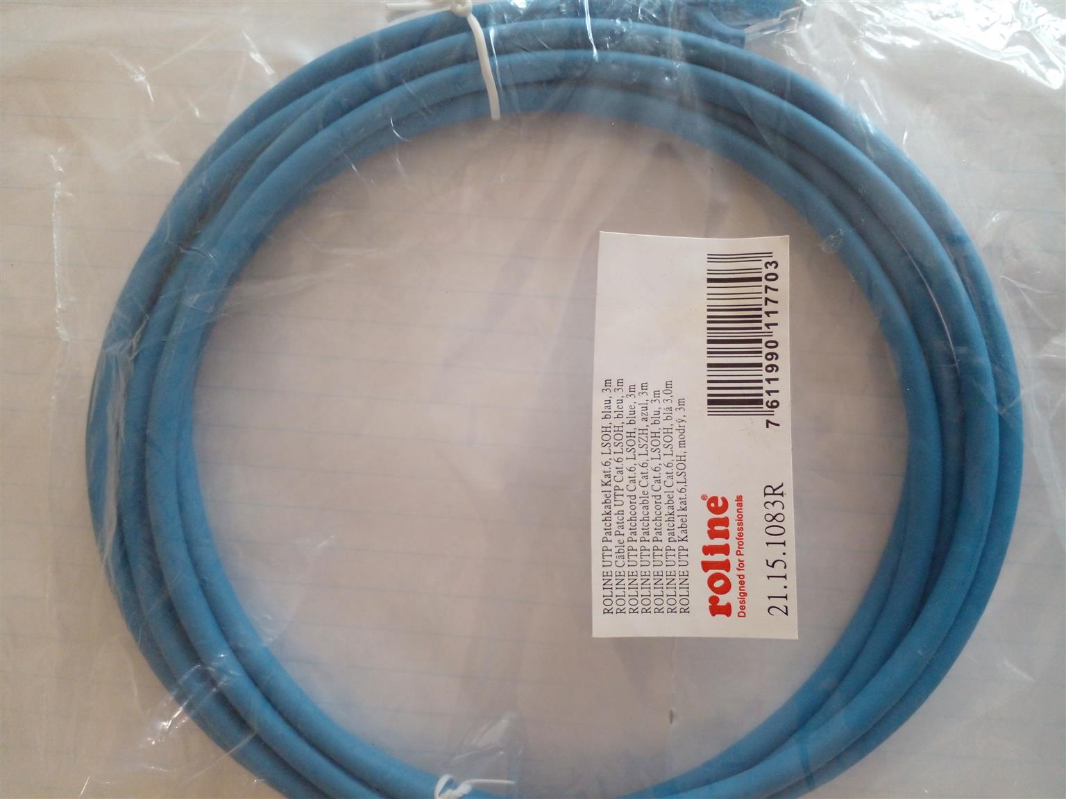 7  x  Roline UTP Patch cable   Cat. 6  LSOH  blue  3m  sealed/new   Part no. 21. 7  x  Roline UTP Patch cable   Cat. 6  LSOH  blue  3m  sealed/new   Part no. 21.