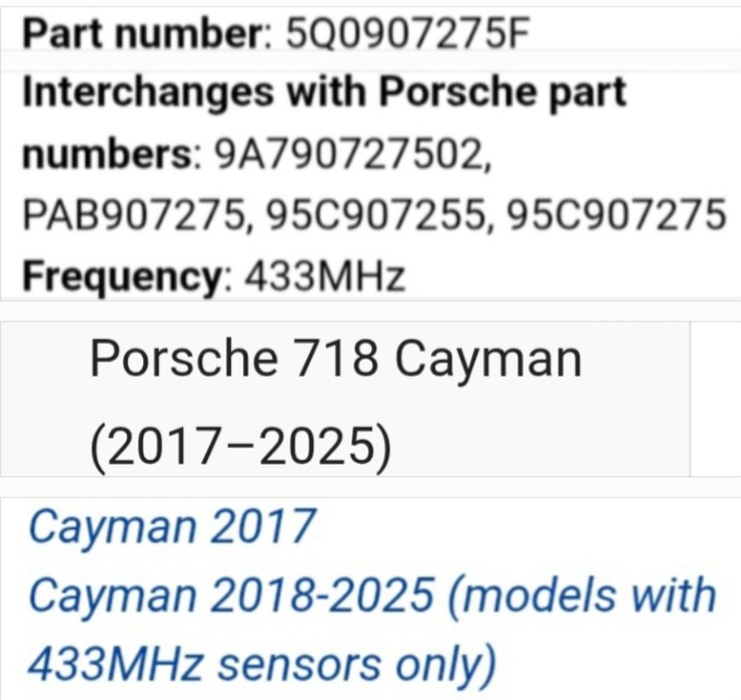 Porsche Cayman TPMS / Tyre pressure monitor sensors and valves - Private Seller Porsche Cayman TPMS / Tyre pressure monitor sensors and valves - Private Seller