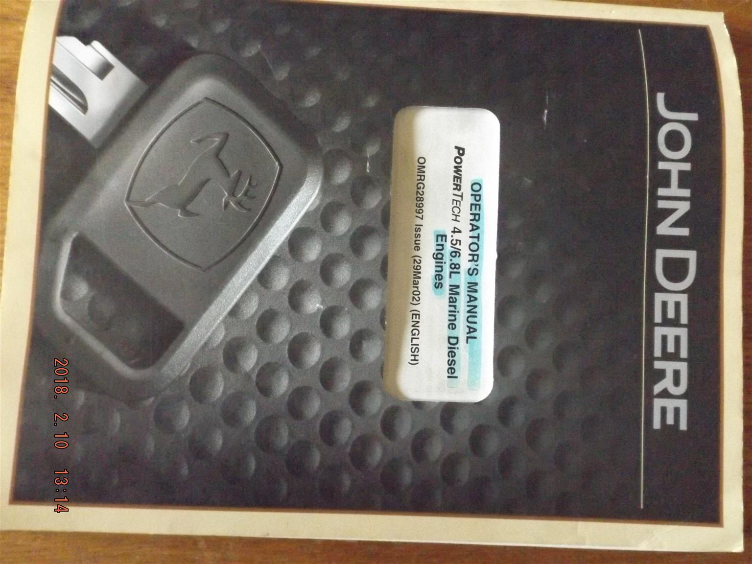 John Deere 6068SFM50 Marine Engine. 6,8litre 6xCylinder Diesel =  224Kw/300Hp.