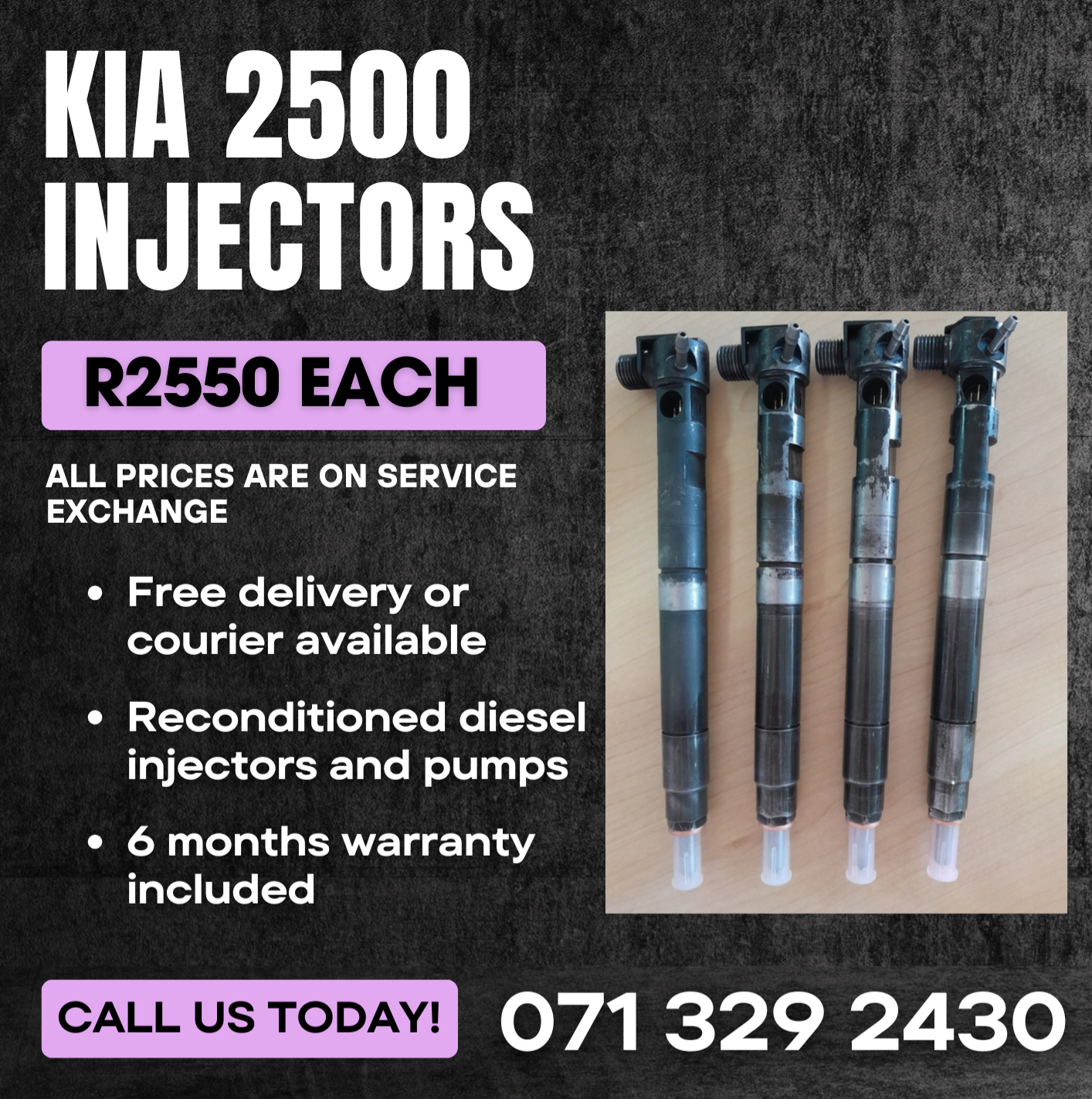 KIA 2500 INJECTORS FOR SALE WITH WARRANTY - Private Seller KIA 2500 INJECTORS FOR SALE WITH WARRANTY - Private Seller