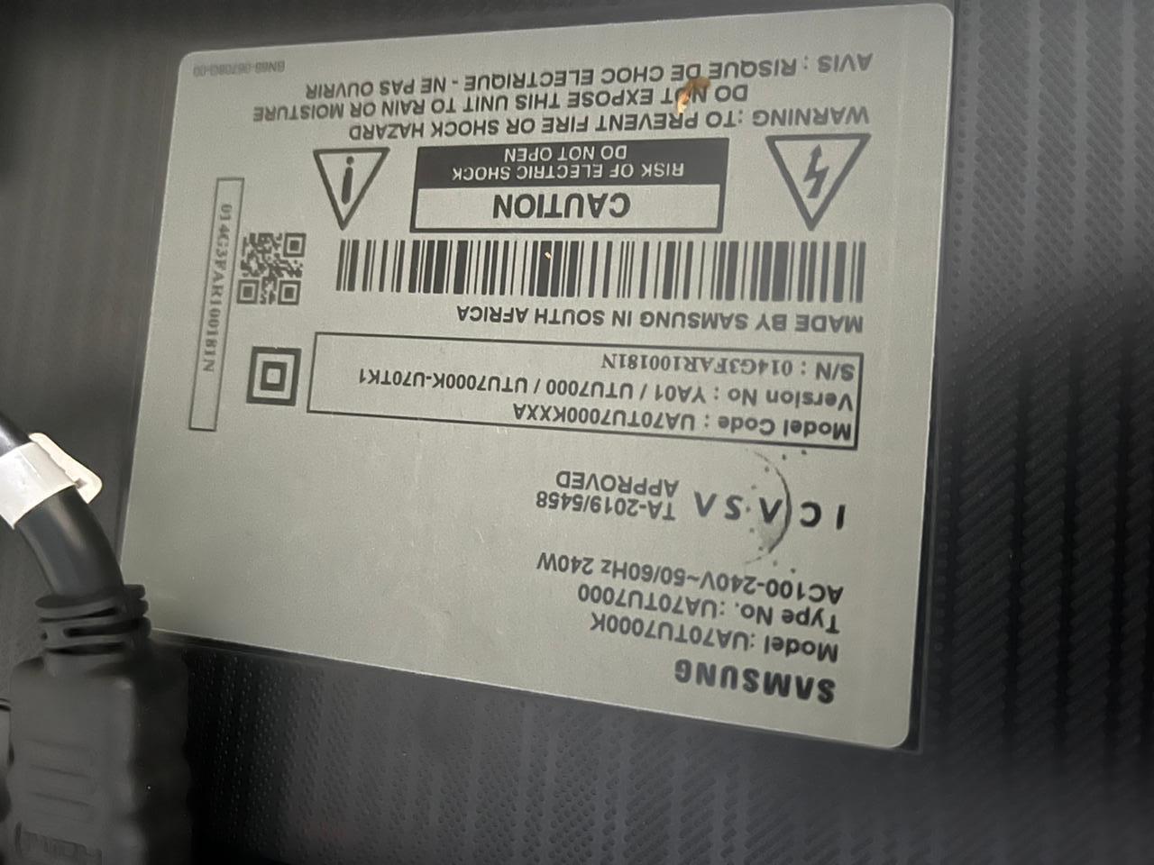 Samsung 70 inch crystal UHD 4k Smart TV