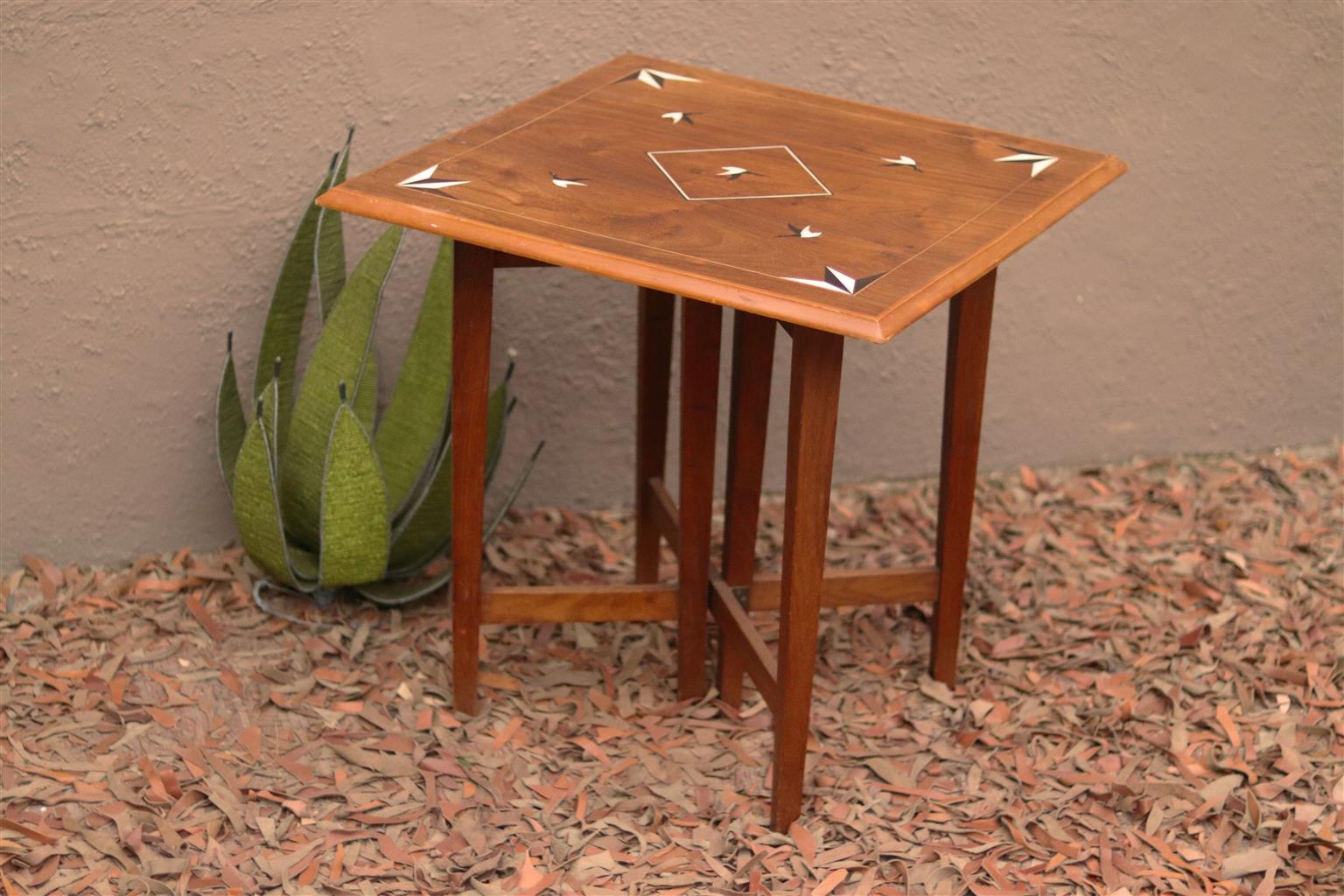 Elegant Wood Fold Up Table With Inlay Randburg Junk Mail