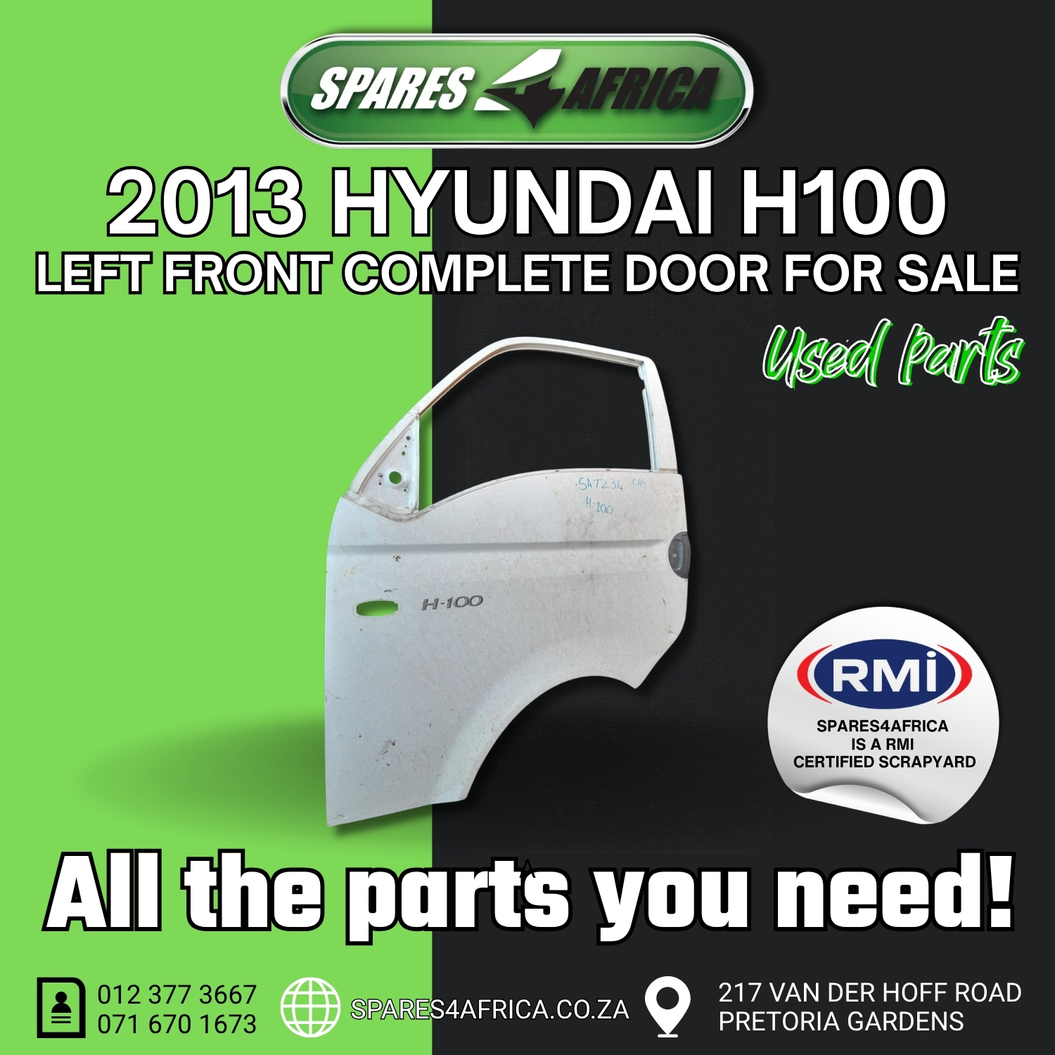 2013 HYUNDAI H100 LEFT FRONT COMPLETE DOOR – USED - Private Seller 2013 HYUNDAI H100 LEFT FRONT COMPLETE DOOR – USED - Private Seller