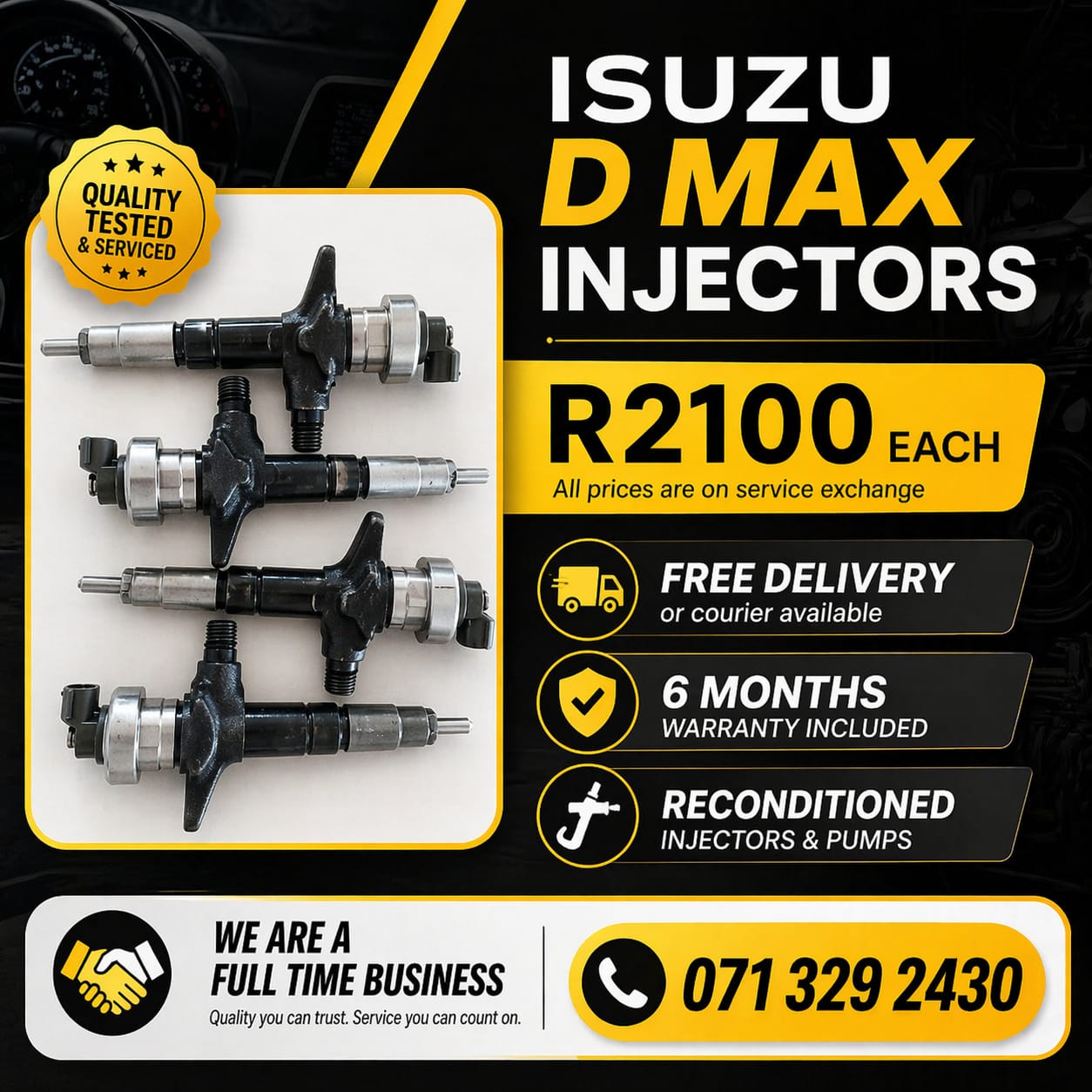 ISUZU D MAX INJECTORS FOR SALE WITH WARRANTY INCLUDED - Private Seller ISUZU D MAX INJECTORS FOR SALE WITH WARRANTY INCLUDED - Private Seller