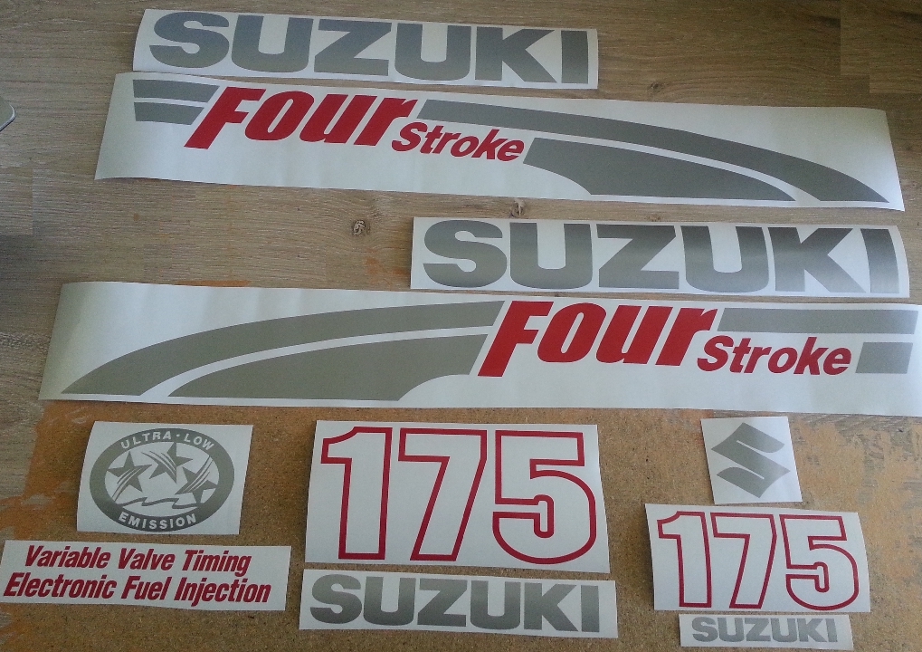Suzuki 115 four stroke outboard motor cowl stickers decals vinyl graphics kits