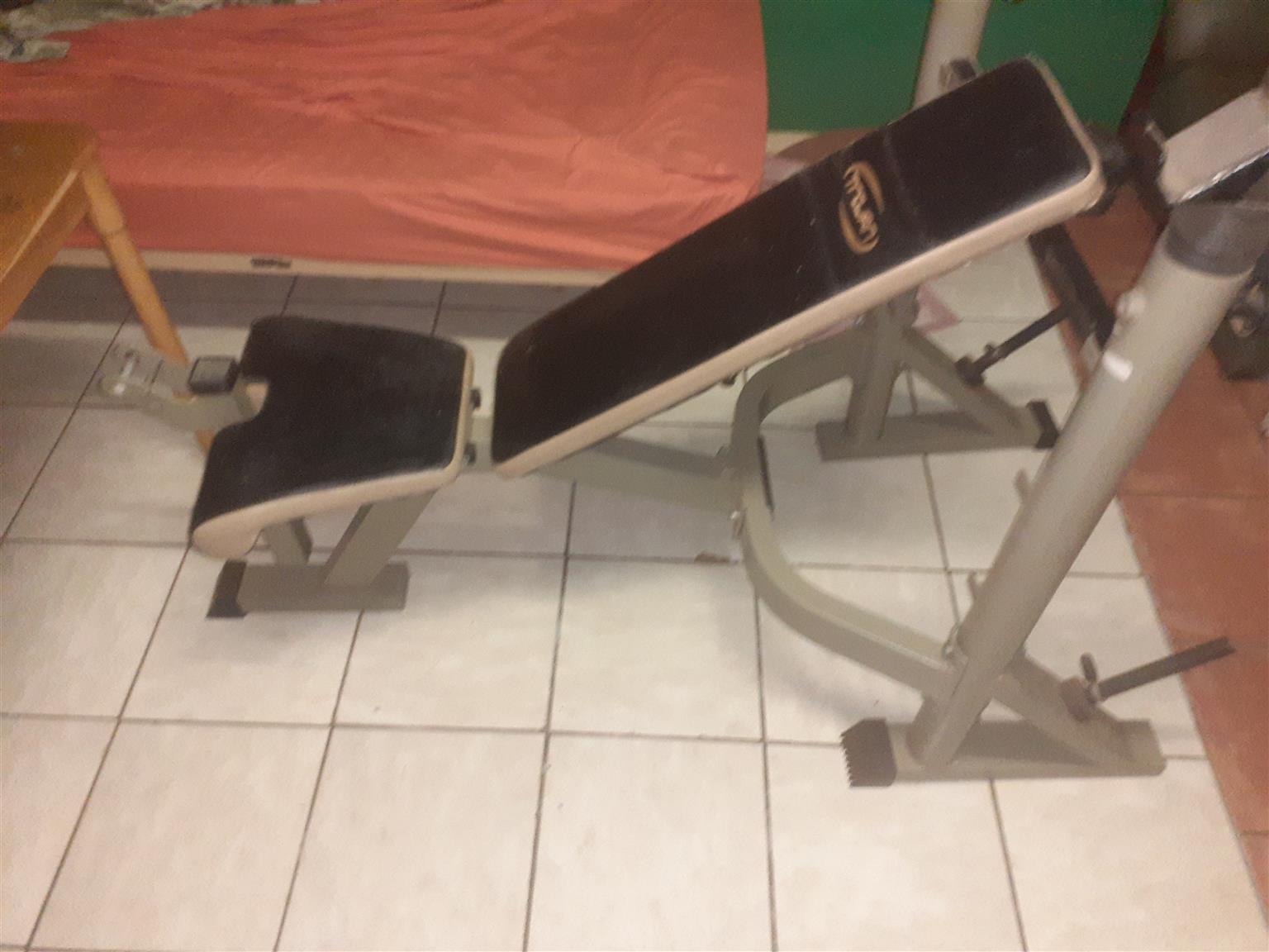Adjustable gym bench for sale with weights 