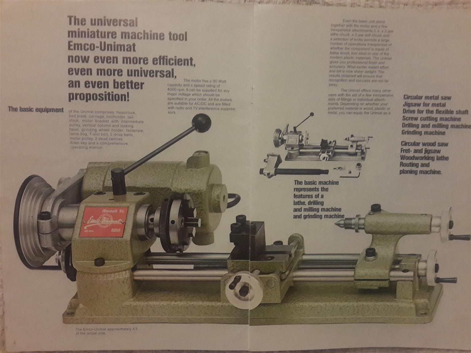 I Buy UNIMAT SL Lathes, and parts for restoration.