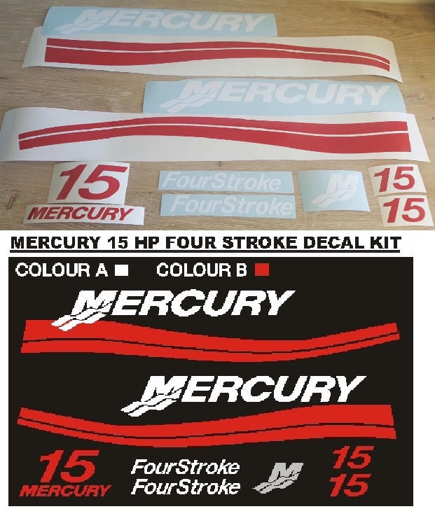 Mercury 125 outboard motor cowl decals stickers vinyl cut graphics kits