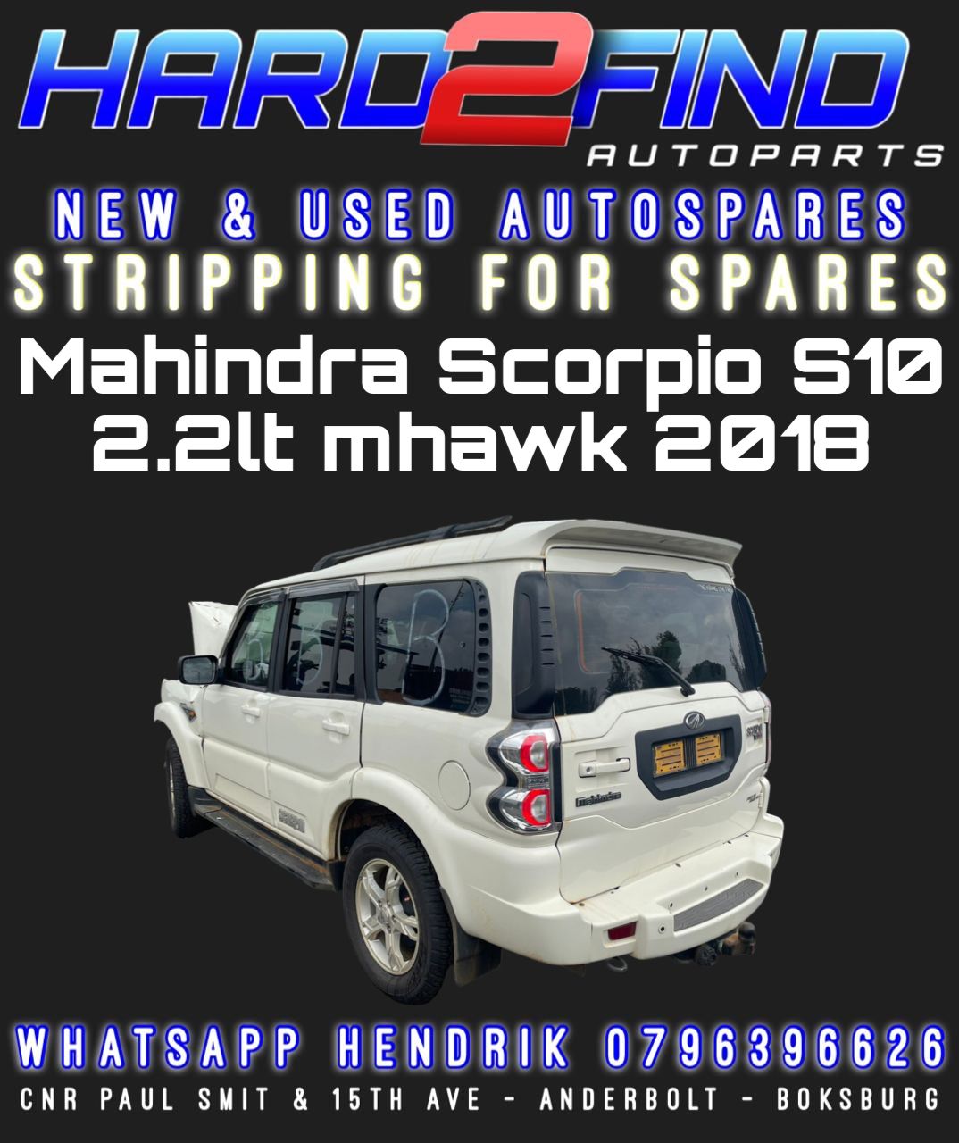 2018 MAHINDRA SCORPIO S10 2.2LT MHAWK SPARES - Private Seller 2018 MAHINDRA SCORPIO S10 2.2LT MHAWK SPARES - Private Seller