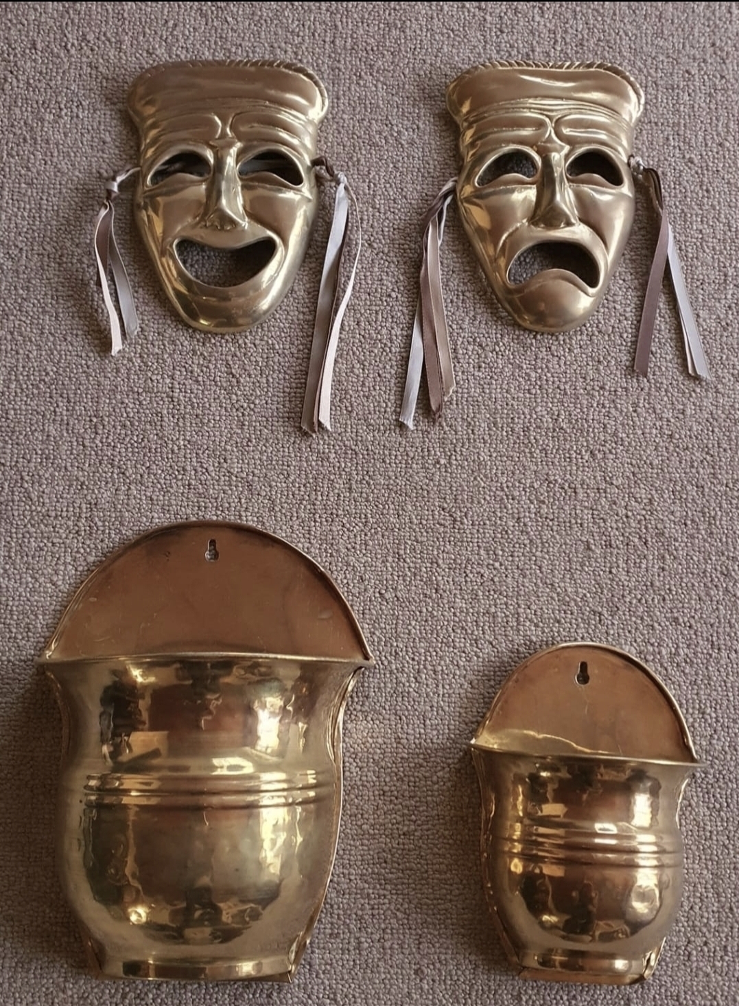 Brass clown faces & baskets