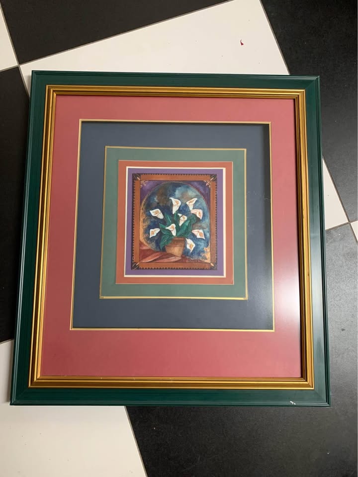 Very large Peter Lessing oil painting with colourful frame