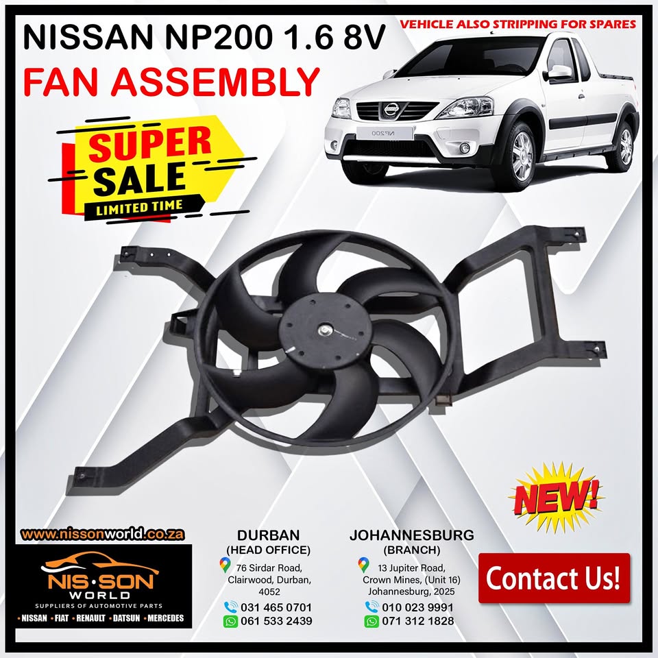 NISSAN NP200 1.6 8V FAN ASSEMBLY - Private Seller NISSAN NP200 1.6 8V FAN ASSEMBLY - Private Seller