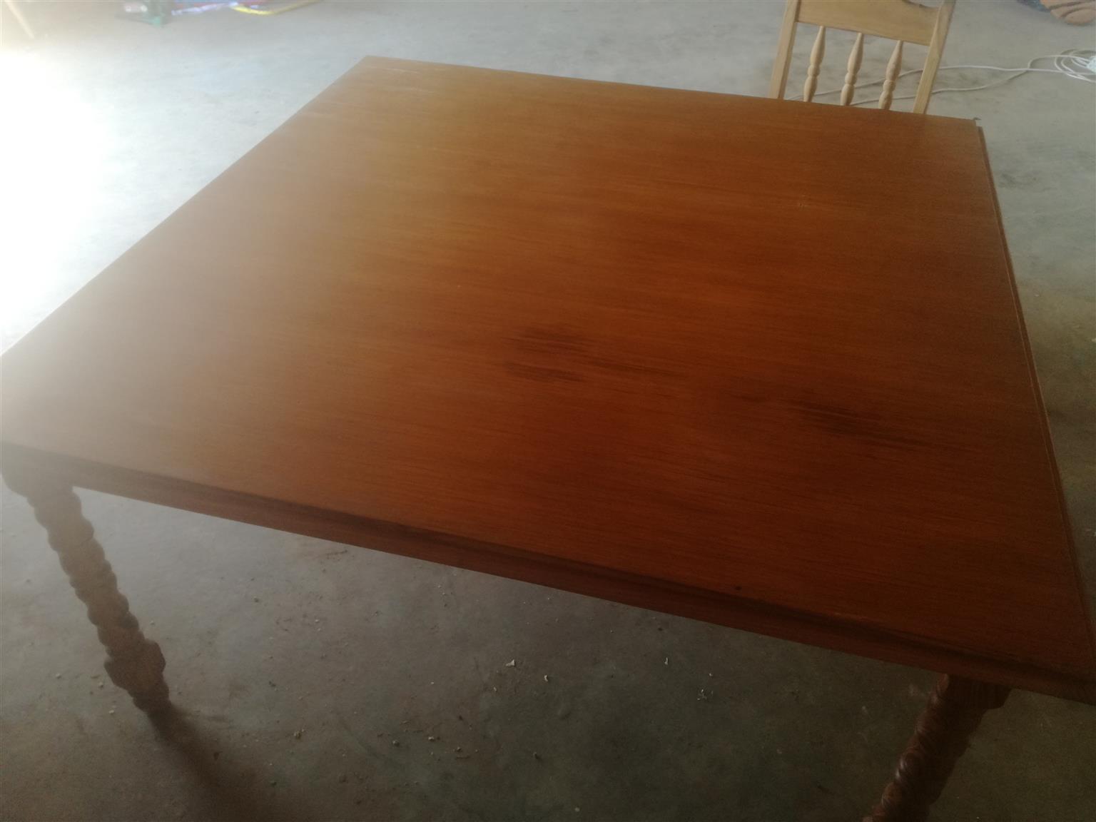 Dining table,  square 8 seater, solid wood with veneer top