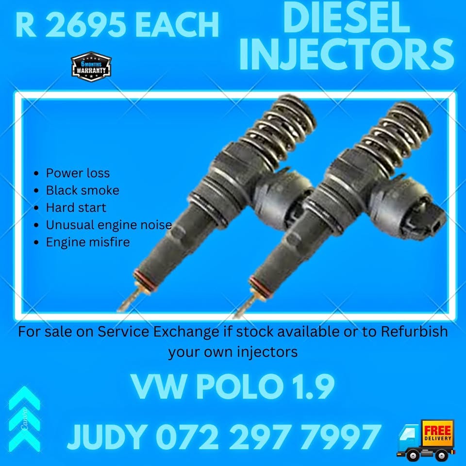 VW Polo 1.9 Diesel Injectors for sale on service exchange or to recon