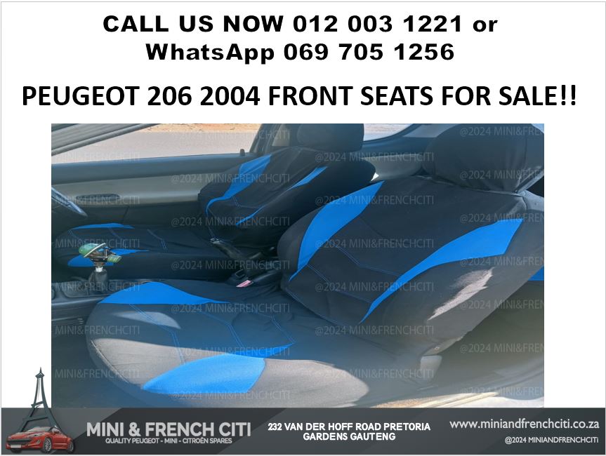 PEUGEOT 206 2004 FRONT SEATS FOR SALE – OEM INTERIOR PARTS - Private Seller PEUGEOT 206 2004 FRONT SEATS FOR SALE – OEM INTERIOR PARTS - Private Seller
