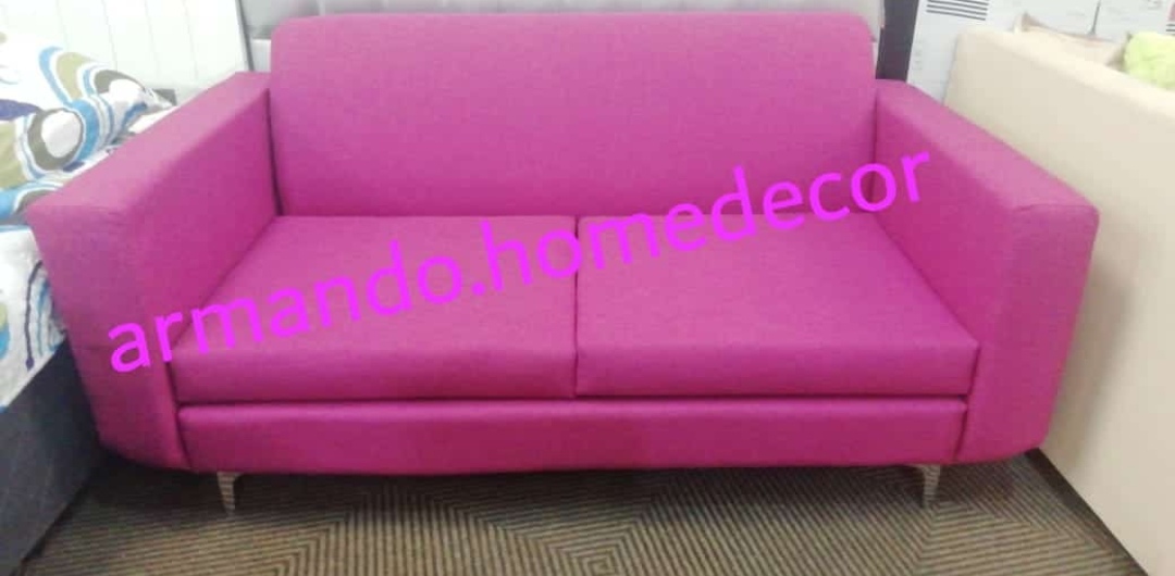 New Fabric 2 Seater Couch With Wooden Legs Grey Black Brown