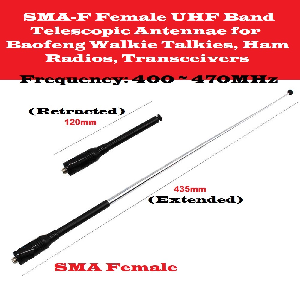UHF Band Telescopic Antenna for Baofeng Walkie Talkies, Ham Radios, Transceivers UHF Band Telescopic Antenna for Baofeng Walkie Talkies, Ham Radios, Transceivers