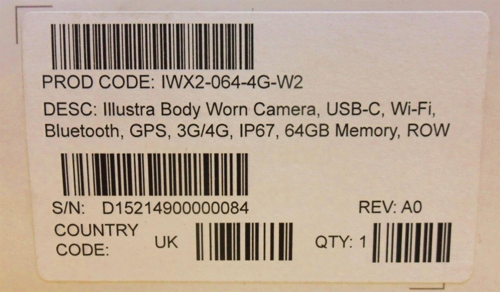 TYCO Illustra IWX2-064-4G-W2 1080p IP Outdoor Wireless Illustra Body Worn Camera
