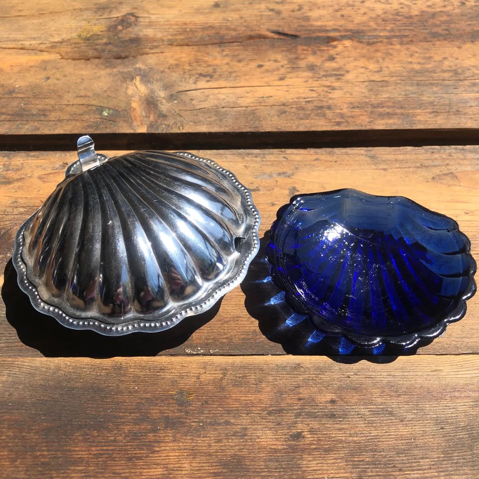 Vintage Silver Clam Butter Dish from around 70’s - excl knife