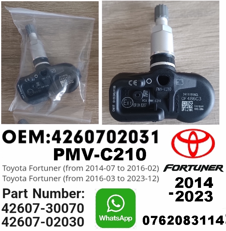 Toyota Fortuner TPMS tyre pressure monitor sensors and valve stems