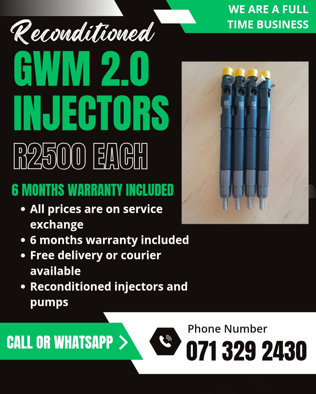 GWM INJECTORS FOR SALE WITH WARRANTY - Private Seller GWM INJECTORS FOR SALE WITH WARRANTY - Private Seller