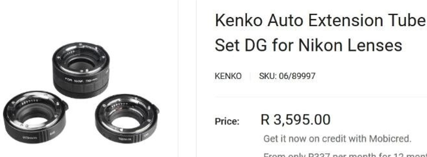 Kenko Auto Ext Tube Set Nikon Lenses