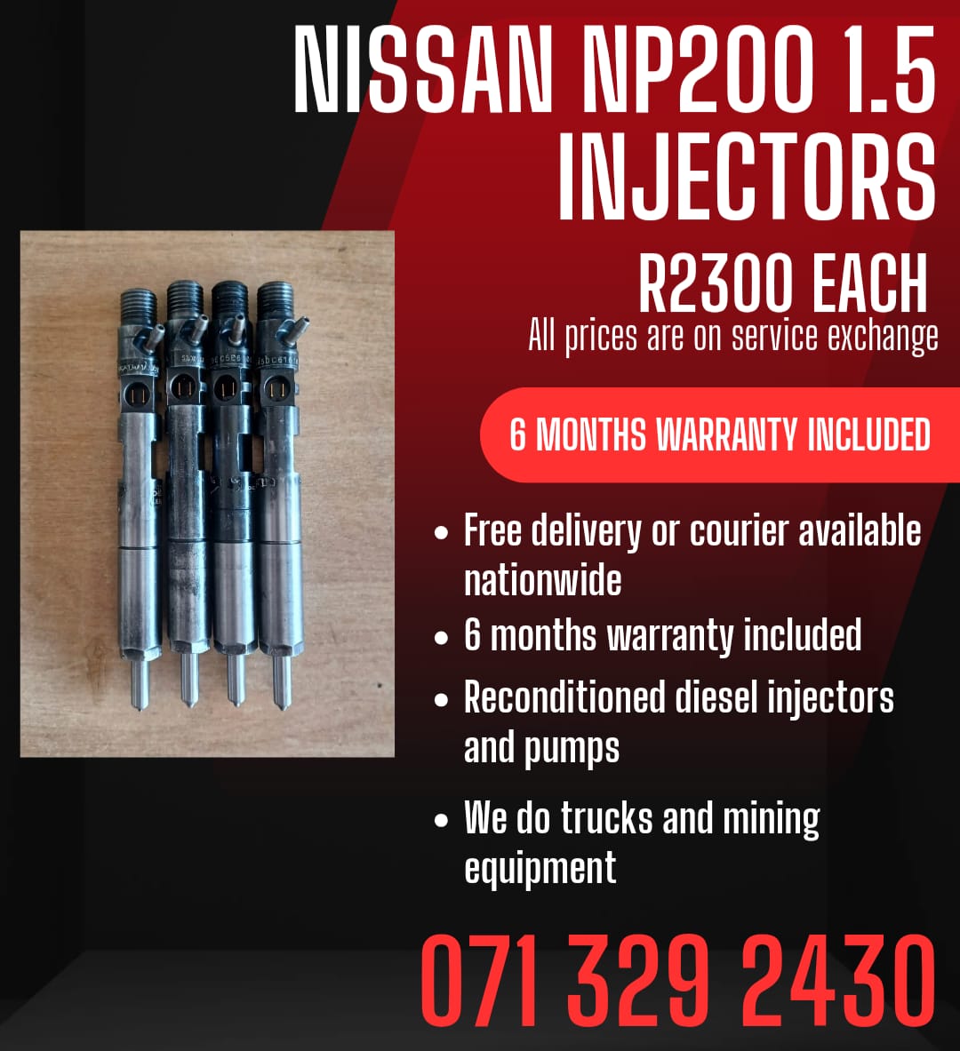 NISSAN NP200 1.5 INJECTORS FOR SALE WITH WARRANTY - Private Seller NISSAN NP200 1.5 INJECTORS FOR SALE WITH WARRANTY - Private Seller