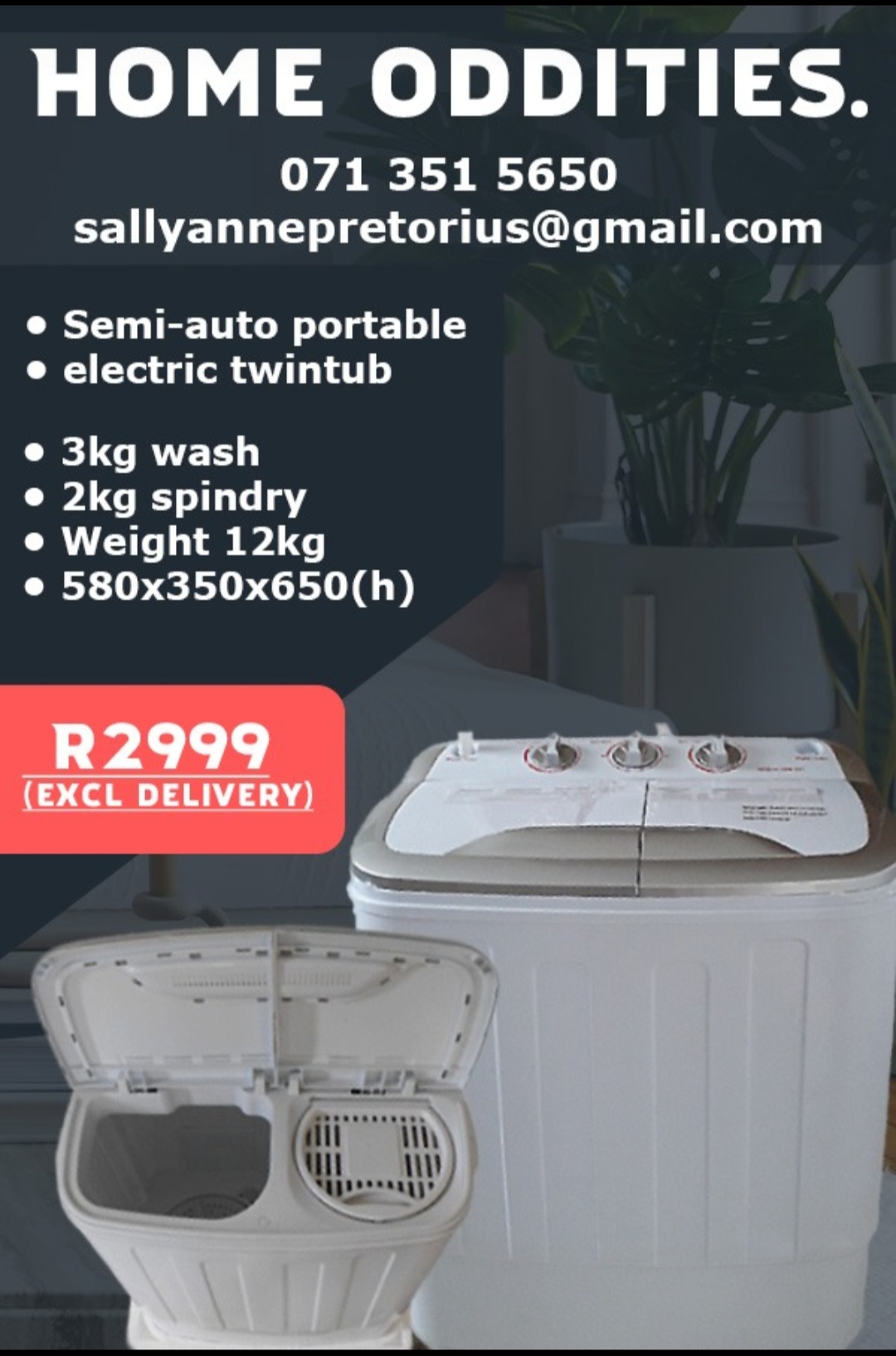 3kg Twin Tub Mini Washing Machine – Pretoria Caravans & Outdoor