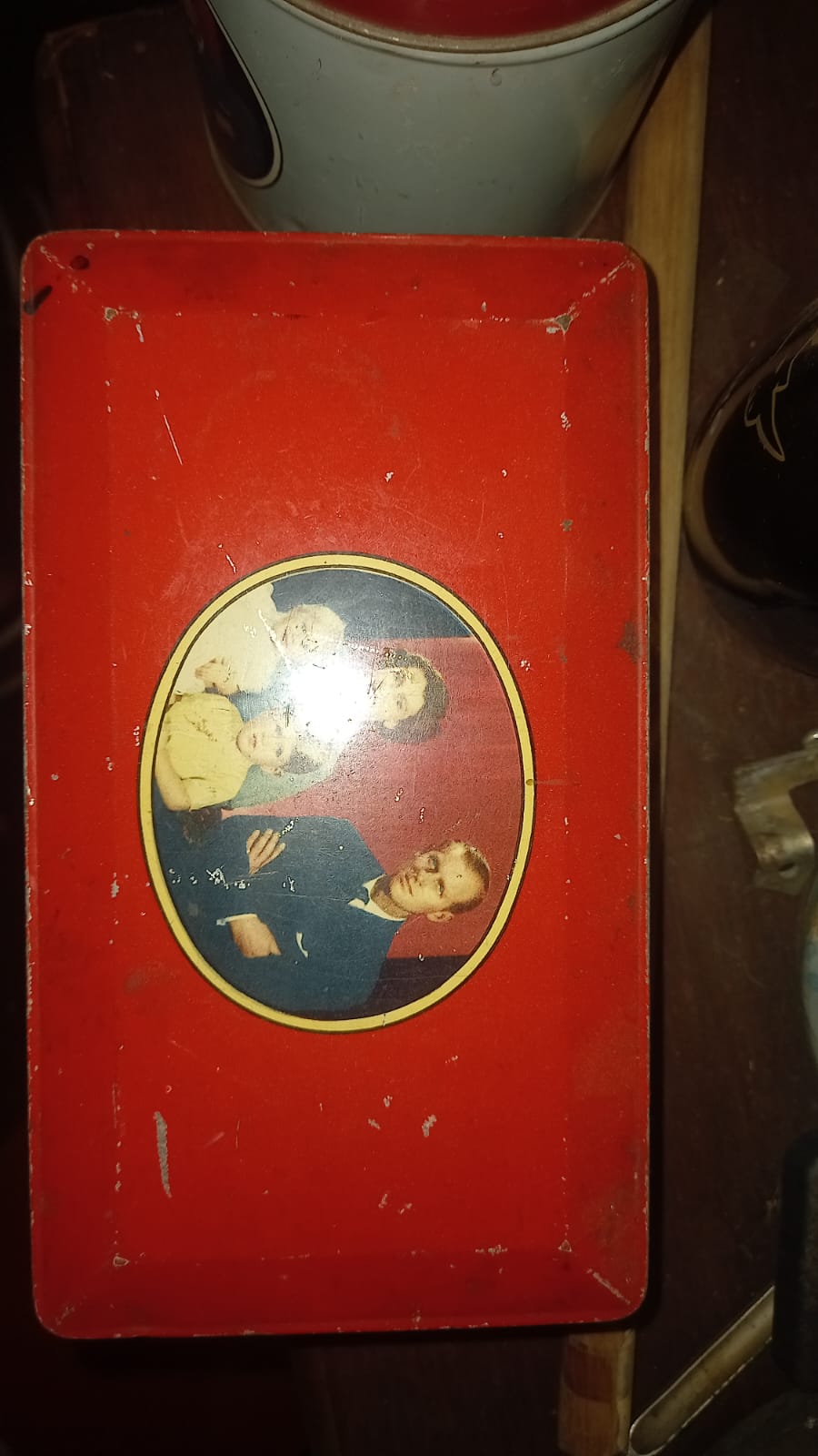 Antique clock and tins