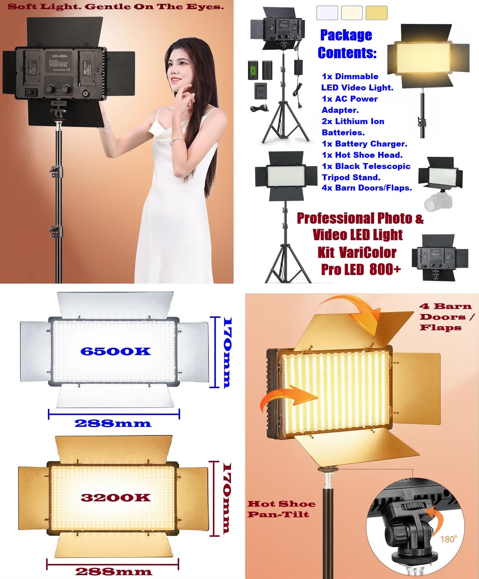 Professional Video & Photography LED VariColor Pro LED Light Kit (Rechargeable)